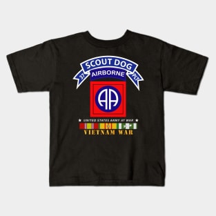 37th Scout Dog Platoon - 82nd Airborne Div  w VN SVC Kids T-Shirt